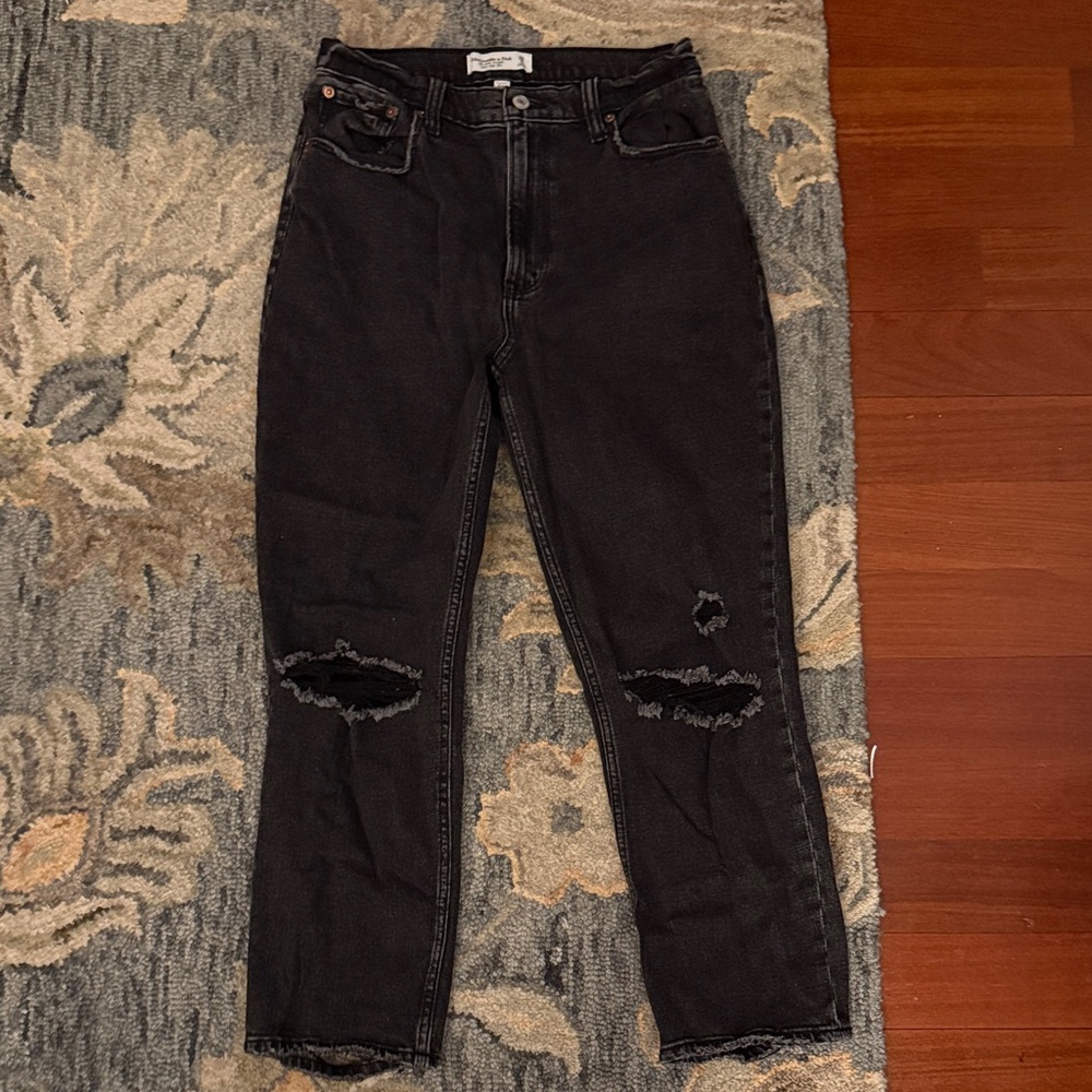 Abercrombie & Fitch High Rise Black Distressed Jeans